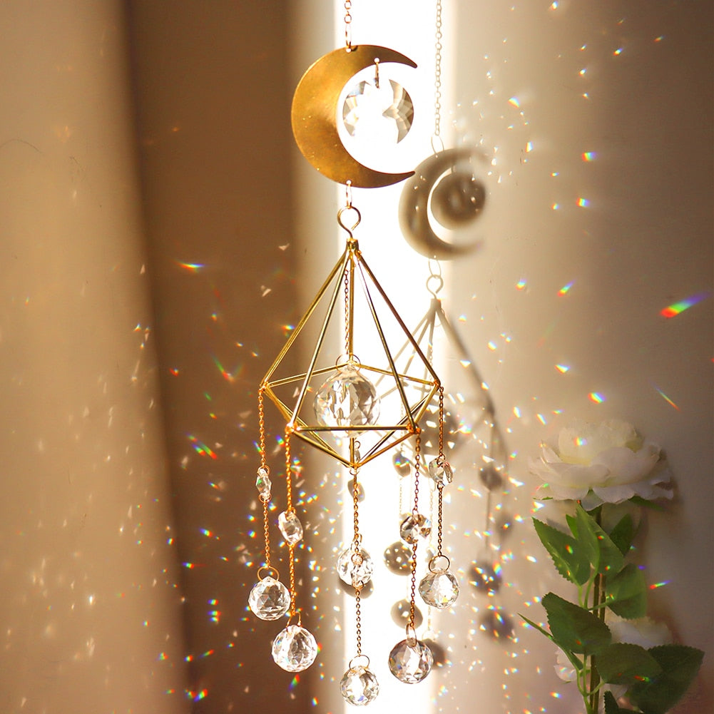 Attrape-soleil Lune Prisme Cristal, Boule De Vitrail Fabricant Arc