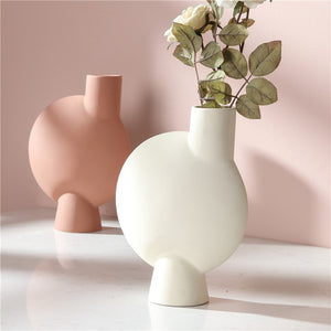 Vase contemporain en céramique couleurs pastel
