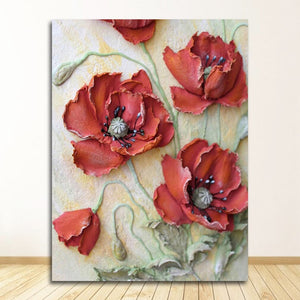 Tableau coquelicot relief