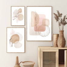 Chargement de l&#39;image dans la visionneuse de la galerie, Tableau beige et rose abstrait style minimaliste
