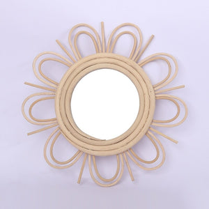 Miroir rotin fleur