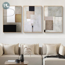 Chargement de l&#39;image dans la visionneuse de la galerie, Tableau abstrait avec des carrés dans un salon moderne
