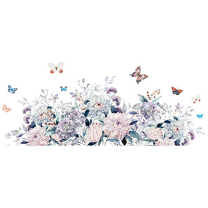 Stickers fleurs aquarelle avec des papillons
