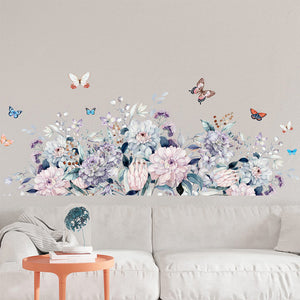 Stickers fleurs et papillons aquarelle dans le salon