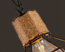 Chargement de l&#39;image dans la visionneuse de la galerie, Détail de la lampe suspendue industriel chanvre et métal
