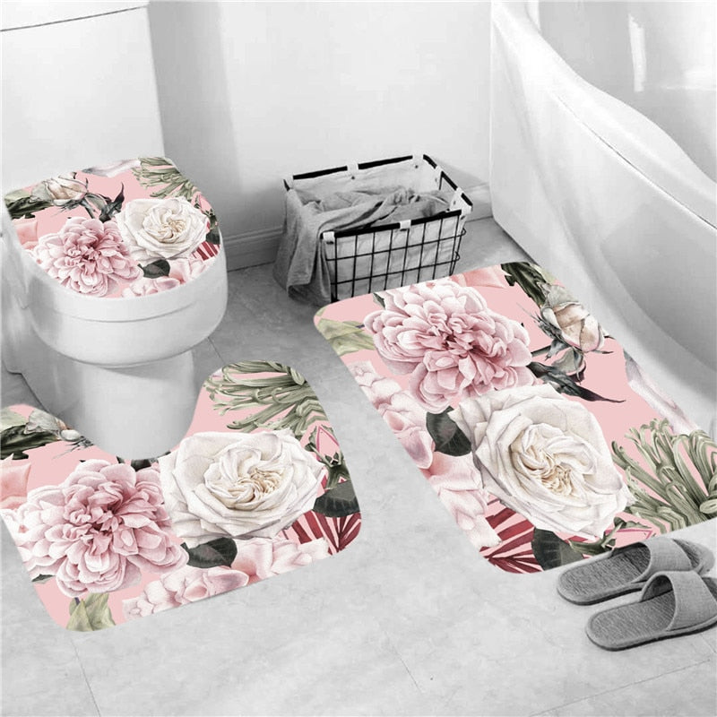 Set de salle de bain à fleurs