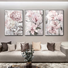 Chargement de l&#39;image dans la visionneuse de la galerie, Tableau triptyque fleurs dans un salon
