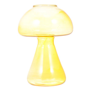 Vase en verre champignon jaune