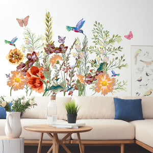 Stickers muraux fleurs et oiseaux dans le salon