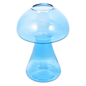 Vase en verre champignon bleu
