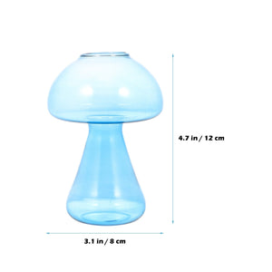 Dimensions vase en verre champignon bleu
