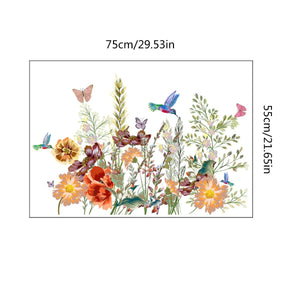 Dimensions des stickers oiseaux et fleurs